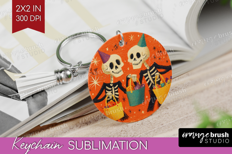 Retro Halloween Keychain PNG - Vintage Keychain Sublimation