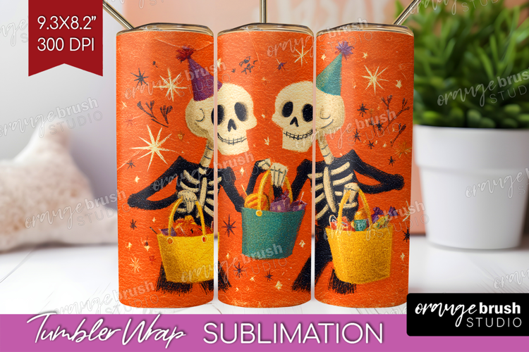 Retro Halloween Tumbler Wrap - Vintage Tumbler PNG