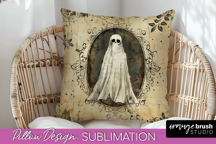 Vintage Halloween Pillow Sublimation, Spooky Pillow Cover