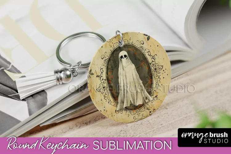 Vintage Halloween Keychain Sublimation, Spooky Keychain PNG