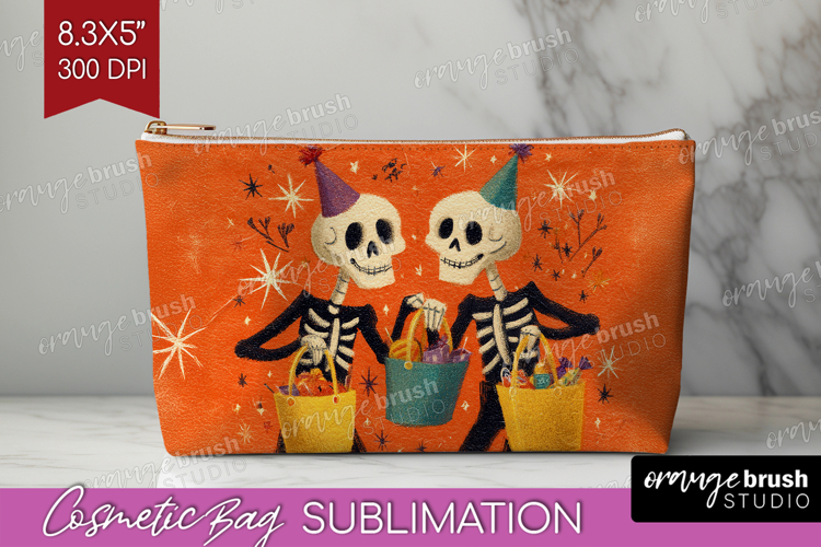 Retro Halloween Cosmetic Bag - Vintage Makeup Bag PNG