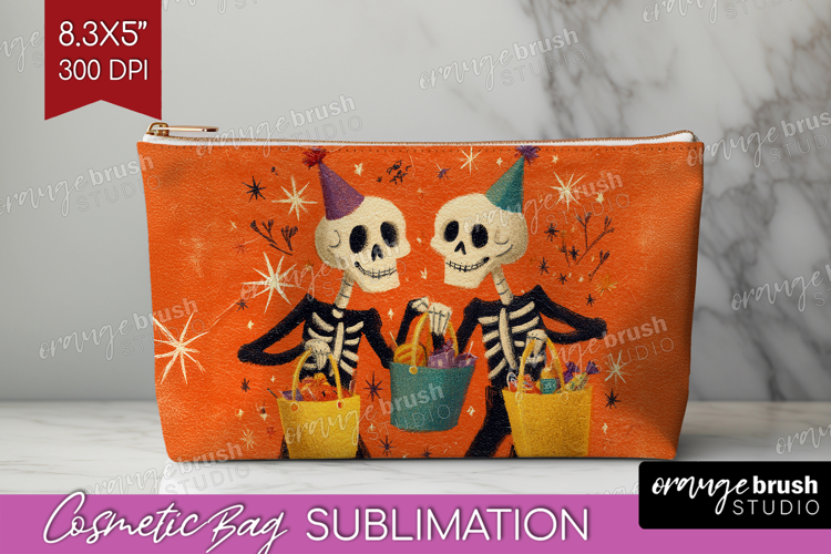 Retro Halloween Cosmetic Bag - Vintage Makeup Bag PNG