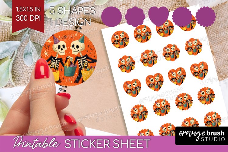 Retro Halloween Round Sticker - Vintage Printable Sticker