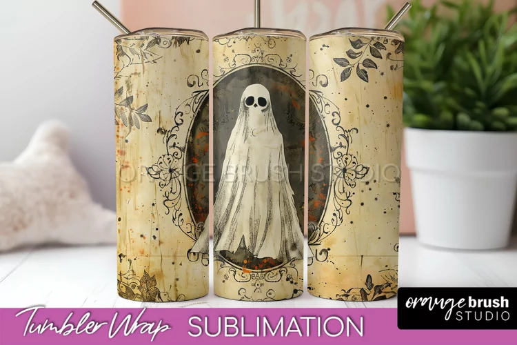 Vintage Halloween Tumbler Wrap, Spooky Halloween Sublimation