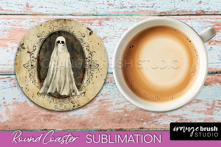 Vintage Halloween Round Coaster Sublimation - Spooky PNG