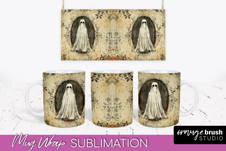 Vintage Halloween Mug Wrap - Spooky Mug Sublimation