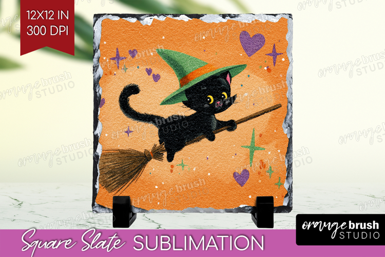 Retro Halloween Slate PNG - Vintage Square Slate Sublimation