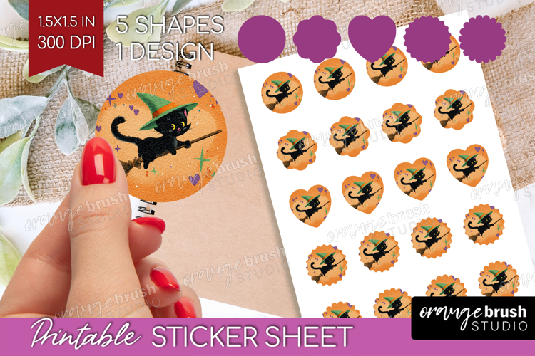 Retro Halloween Round Sticker - Vintage Printable Sticker