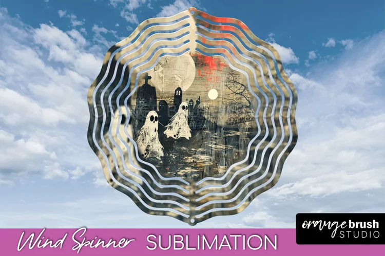 Vintage Halloween Wind Spinner Sublimation - Spooky PNG