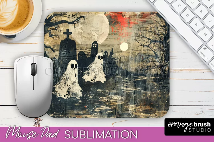 Vintage Halloween Mouse Pad Sublimation - Spooky Halloween