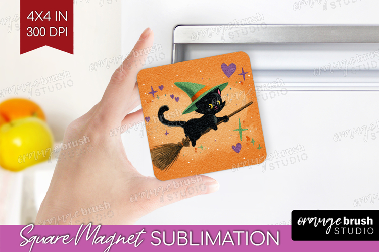 Retro Halloween Magnet Sublimation - Vintage Square Magnet