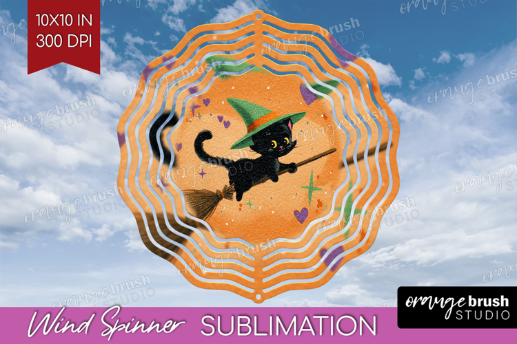 Retro Halloween Wind Spinner Sublimation PNG - Vintage Round