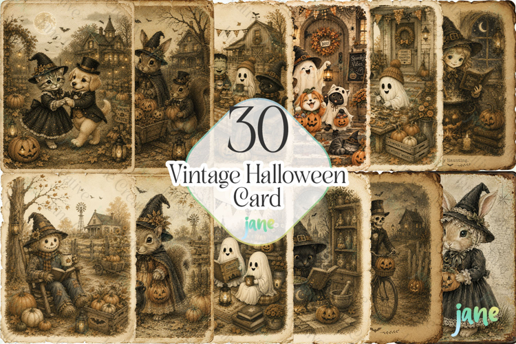 Vintage Halloween Card Bundle