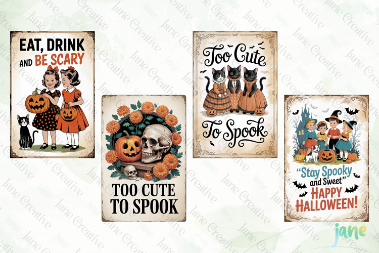 Vintage Halloween Card PNG