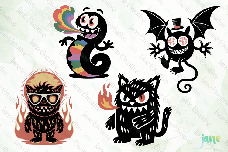 Retro Monster SVG PNG Clipart