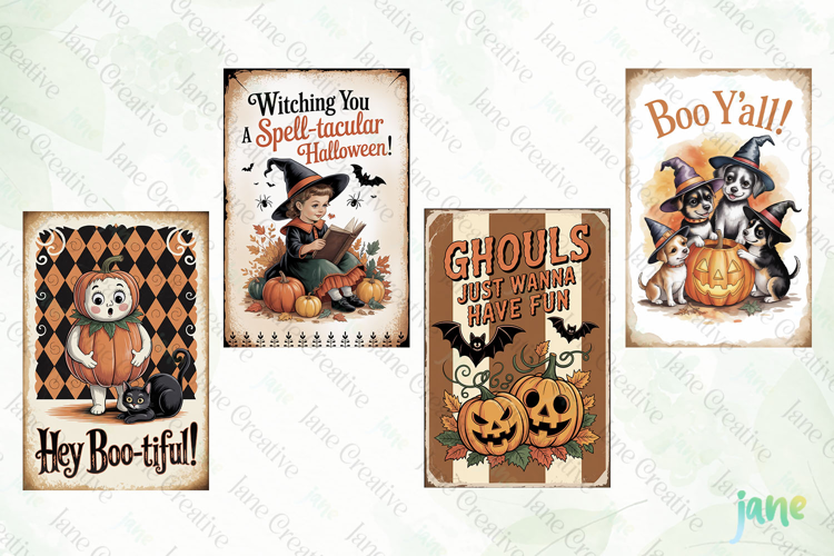 Vintage Halloween Card PNG