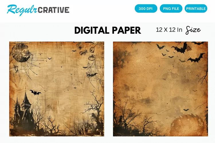 Vintage Halloween Digital Paper