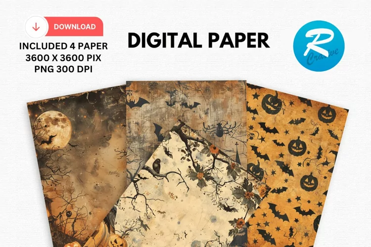 Vintage Halloween Digital Paper, Halloween Background
