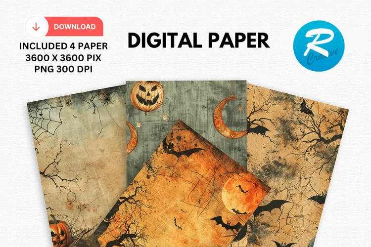 Vintage Halloween Digital Paper, Halloween Background
