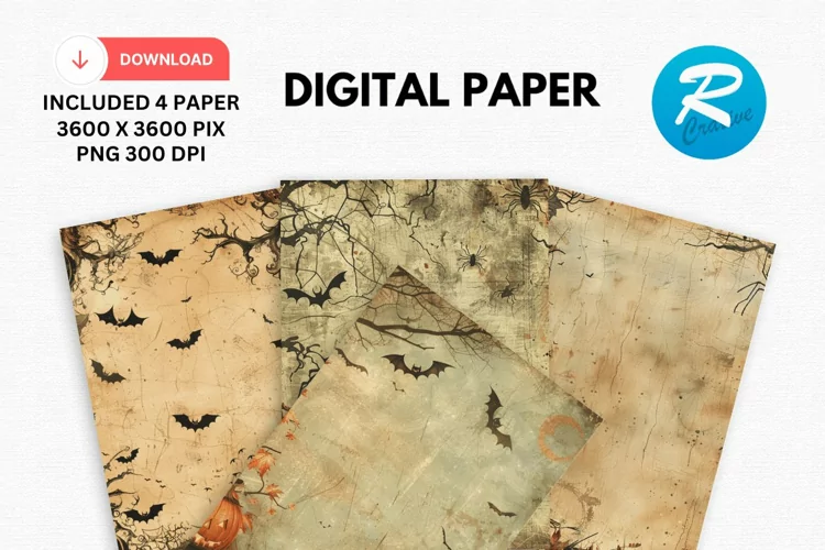 Vintage Halloween Digital Paper, Halloween Background