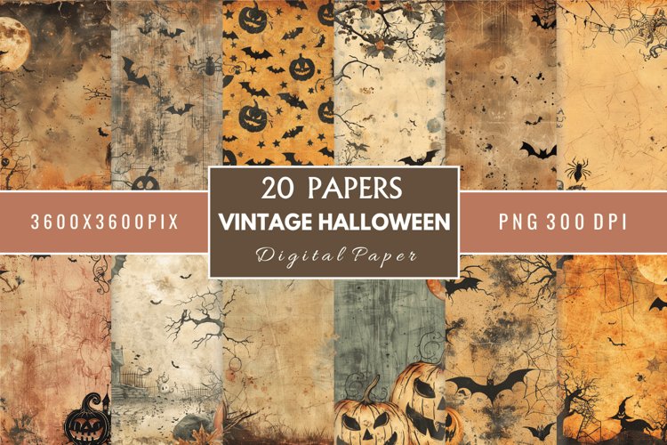 Vintage Halloween Digital Paper Bundle