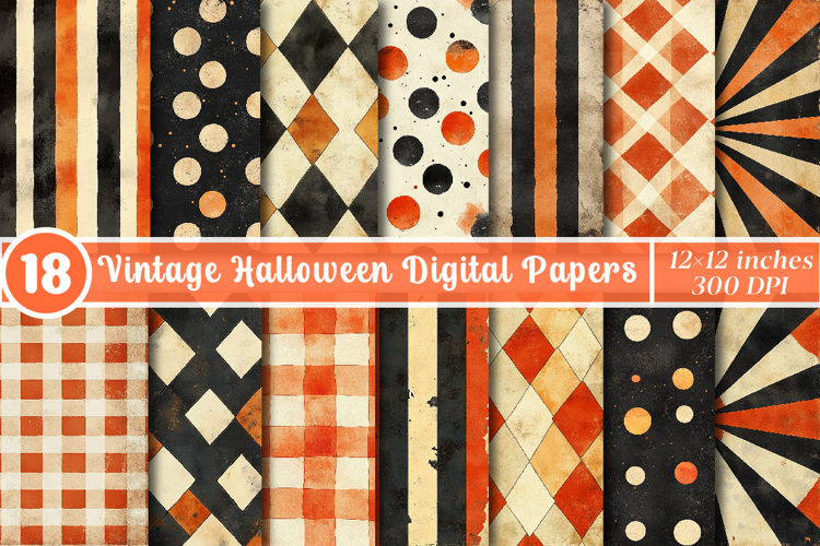 Vintage Halloween Digital Papers