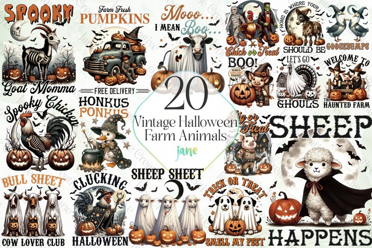 Vintage Halloween Animals Bundle