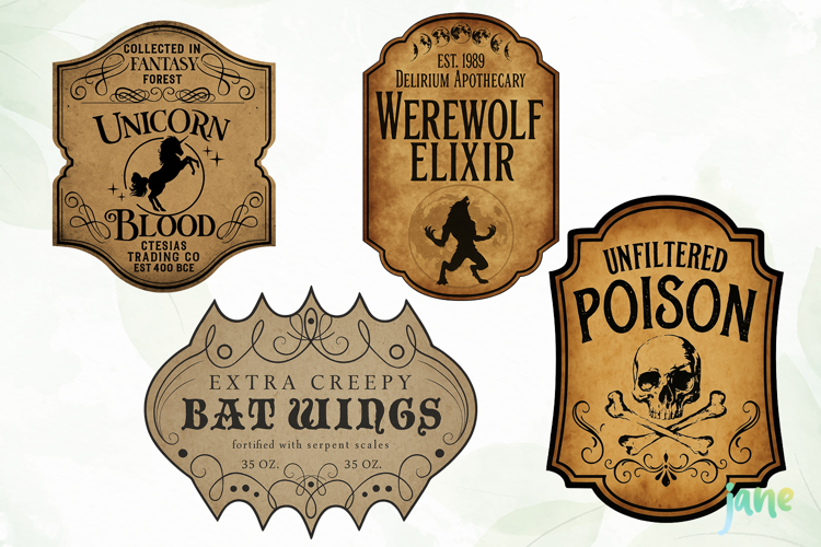 Vintage Halloween Labels Sublimation