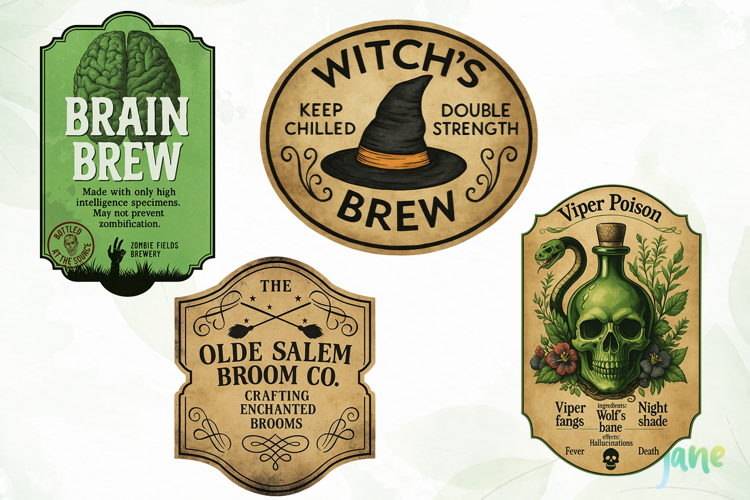 Vintage Halloween Labels Sublimation