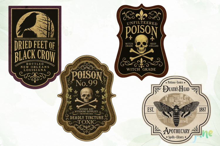 Vintage Halloween Labels Sublimation