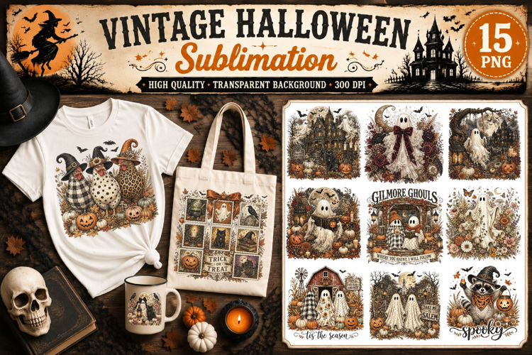 Vintage Halloween PNG Sublimation, Spooky Vintage Halloween