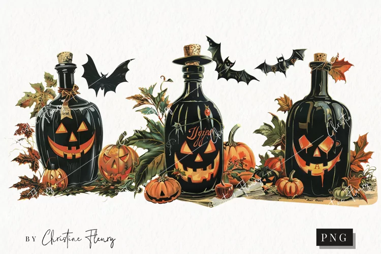 Vintage Halloween Poison Bottle | Halloween PNG