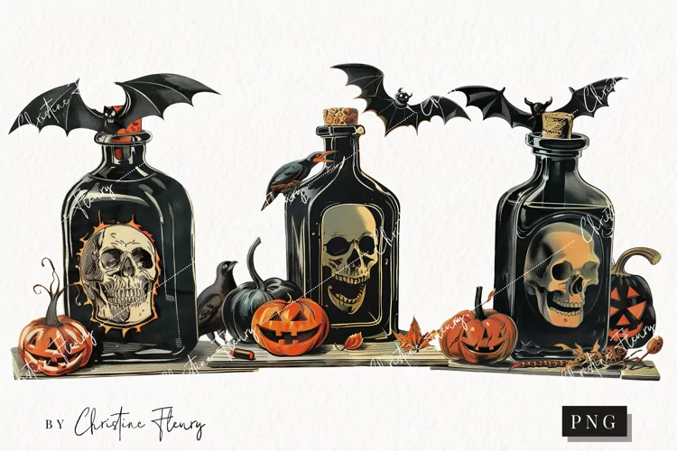 Vintage Halloween Poison Bottle | Halloween PNG