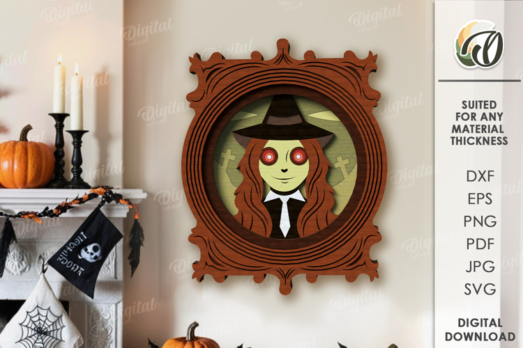 Vintage Halloween Portrait Laser Cut. Wall decor SVG