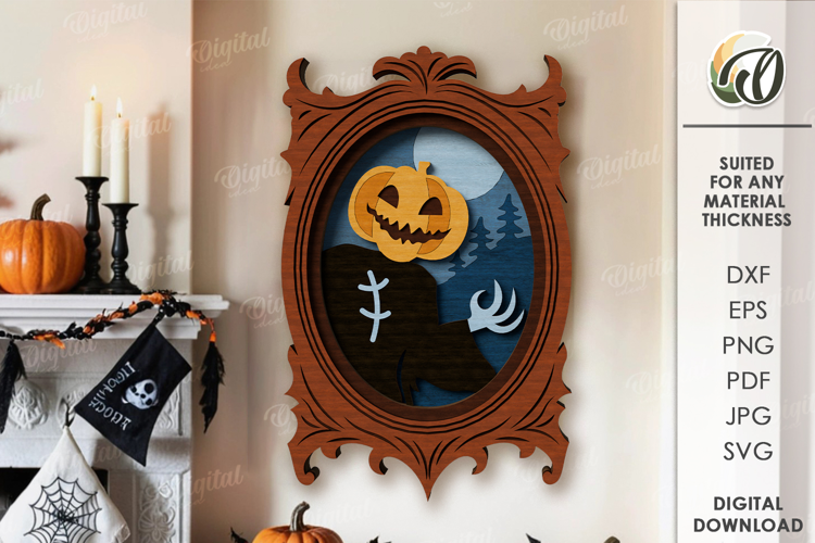 Vintage Halloween Portrait Laser Cut. Wall decor SVG