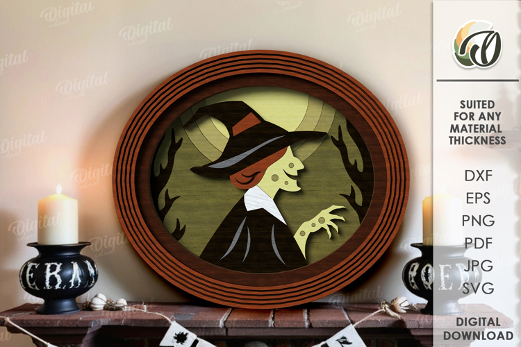 Vintage Halloween Portrait Laser Cut. Wall decor SVG