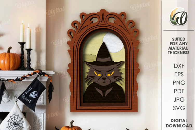 Vintage Halloween Portrait Laser Cut. Wall decor SVG