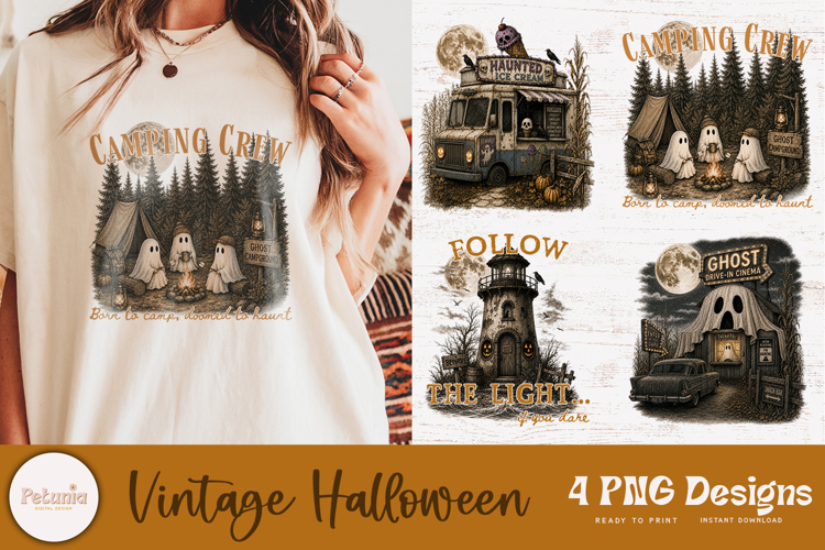 Vintage Halloween PNG Sublimation Design | Retro Spooky PNG