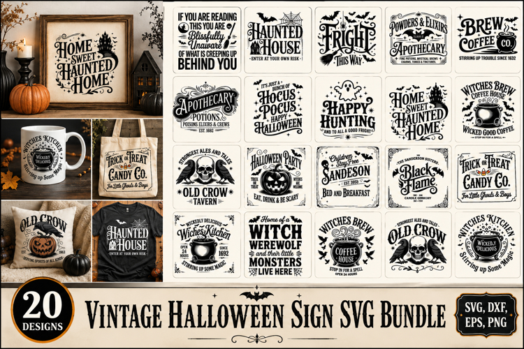 Vintage Halloween Sign SVG Bundle