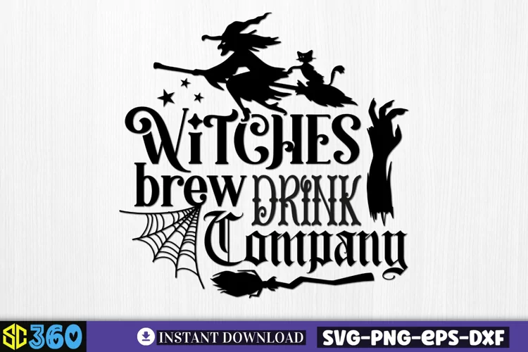 Witches brew drink company SVG, Vintage Halloween Sign