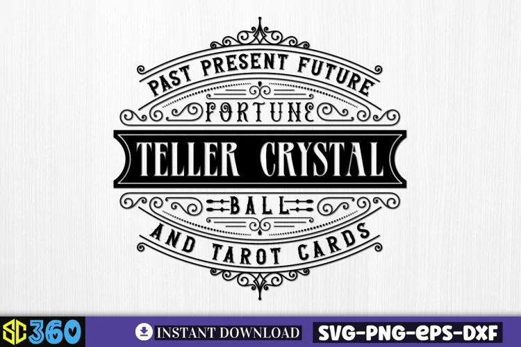 Past present future fortune teller crystal ball & tarot card
