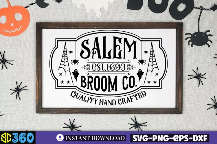 Salem est 1693 broom co. quality hand crafted SVG, Vintage