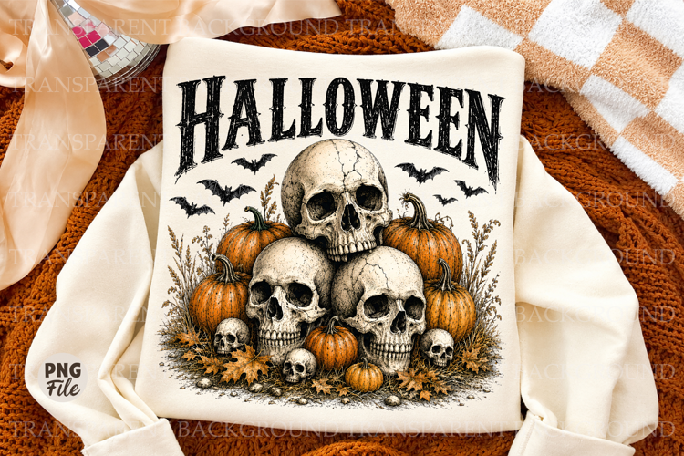 Vintage Halloween Skulls PNG,Spooky Season Png