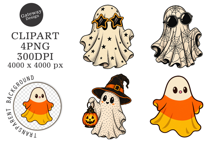 Vintage Halloween Spooky Ghost PNG