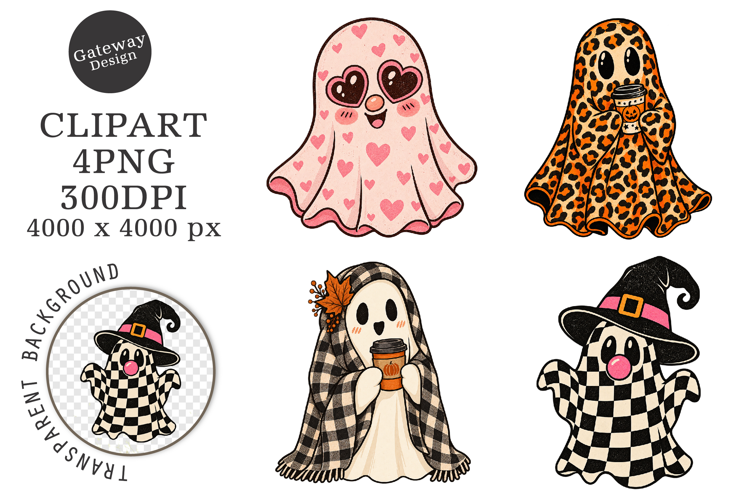 Vintage Halloween Spooky Ghost PNG