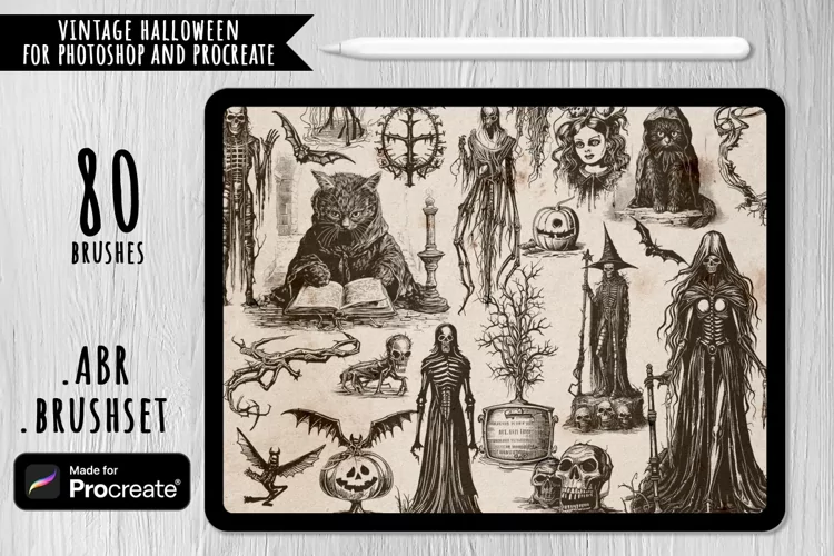 Vintage Halloween Stamp Brushes for Photoshop & Procreate