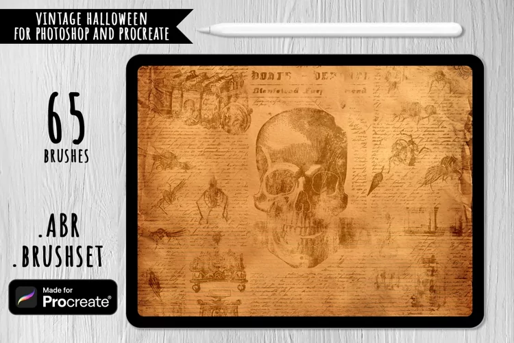 Vintage Halloween Stamp Brushes for Photoshop & Procreate