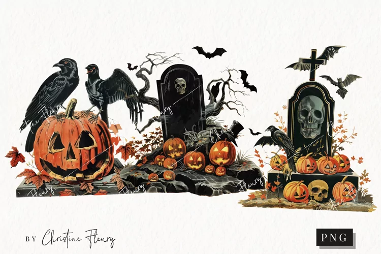 Vintage Halloween Tombstone | Halloween PNG
