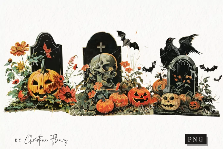 Vintage Halloween Tombstone | Halloween PNG