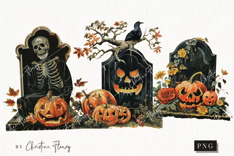 Vintage Halloween Tombstone | Halloween PNG